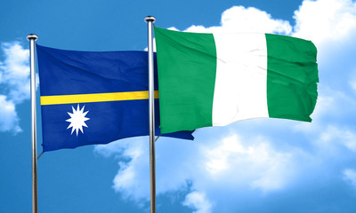 Nauru flag with Nigeria flag, 3D rendering