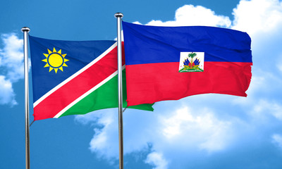 Namibia flag with Haiti flag, 3D rendering