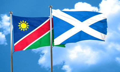 Namibia flag with Scotland flag, 3D rendering