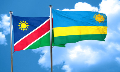 Namibia flag with rwanda flag, 3D rendering