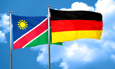 Namibia flag with Germany flag, 3D rendering