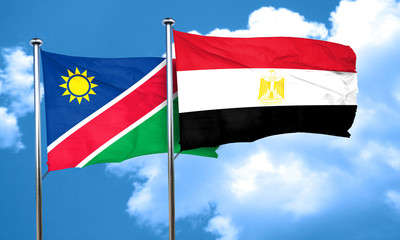 Namibia flag with egypt flag, 3D rendering