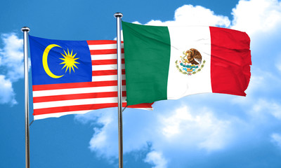 Malaysia flag with Mexico flag, 3D rendering