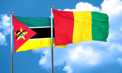 Mozambique flag with Guinea flag, 3D rendering