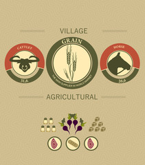 Vintage infographics farming and harvest