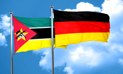 Mozambique flag with Germany flag, 3D rendering