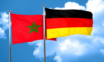 Morocco flag with Germany flag, 3D rendering