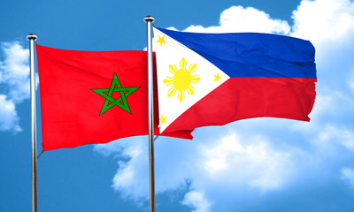 Morocco flag with Philippines flag, 3D rendering