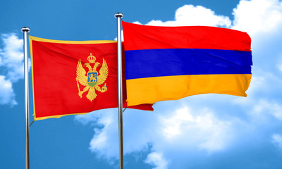 Montenegro flag with Armenia flag, 3D rendering
