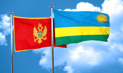 Montenegro flag with rwanda flag, 3D rendering