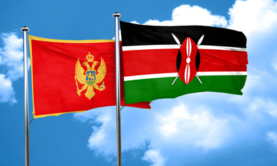 Montenegro flag with Kenya flag, 3D rendering