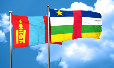 Mongolia flag with Central African Republic flag, 3D rendering