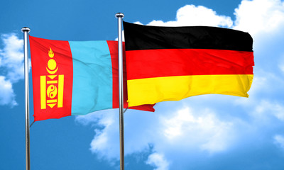 Mongolia flag with Germany flag, 3D rendering