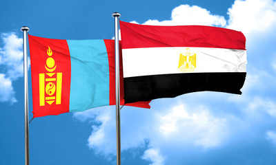 Mongolia flag with egypt flag, 3D rendering