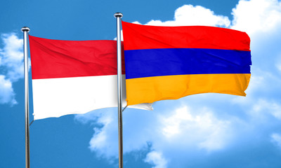 monaco flag with Armenia flag, 3D rendering