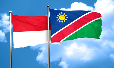 Fototapeta na wymiar monaco flag with Namibia flag, 3D rendering