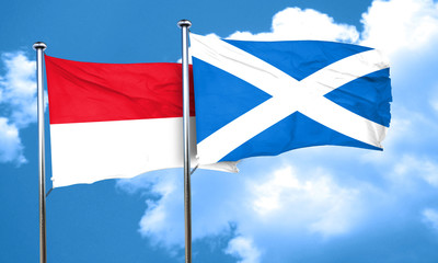 monaco flag with Scotland flag, 3D rendering