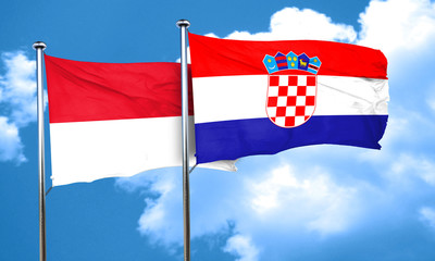 Naklejka premium monaco flag with Croatia flag, 3D rendering