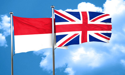 monaco flag with Great Britain flag, 3D rendering