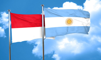 monaco flag with Argentine flag, 3D rendering