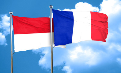 monaco flag with France flag, 3D rendering