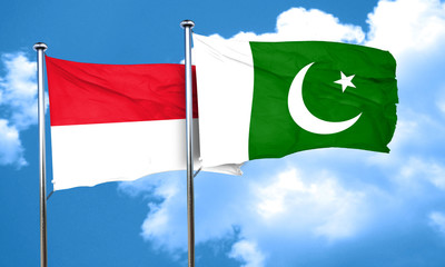 monaco flag with Pakistan flag, 3D rendering