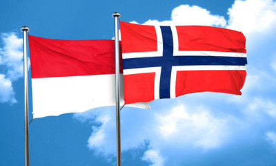 monaco flag with Norway flag, 3D rendering