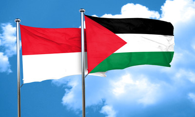 monaco flag with Palestine flag, 3D rendering