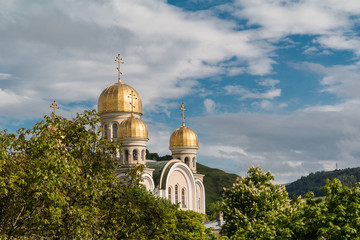 Golden domes of the Christian church.