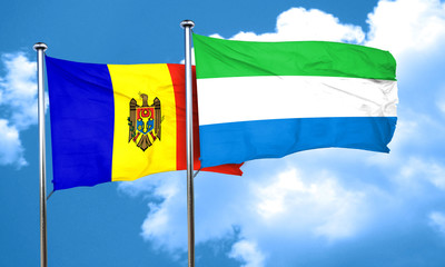 Moldova flag with Sierra Leone flag, 3D rendering