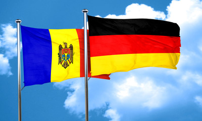 Moldova flag with Germany flag, 3D rendering