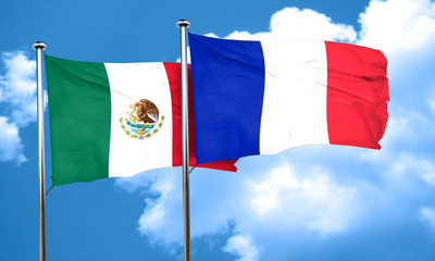 mexico flag with France flag, 3D rendering