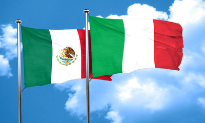 mexico flag with Italy flag, 3D rendering