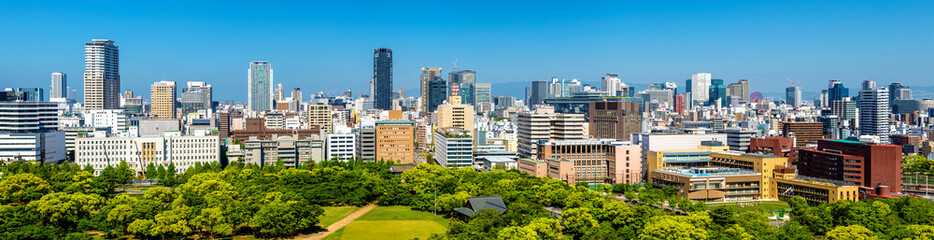 Naklejka premium Panoramę miasta Osaka w Japonii