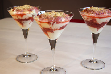 Strawberry dessert with whipped cream