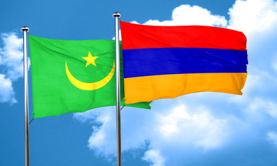 Mauritania flag with Armenia flag, 3D rendering