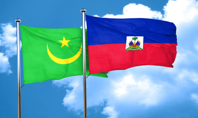 Mauritania flag with Haiti flag, 3D rendering