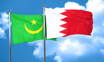 Mauritania flag with Bahrain flag, 3D rendering