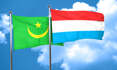 Mauritania flag with Luxembourg flag, 3D rendering