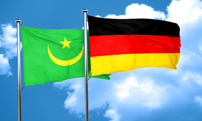 Mauritania flag with Germany flag, 3D rendering