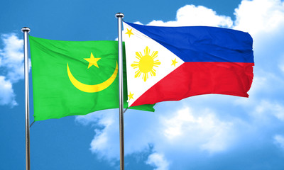 Mauritania flag with Philippines flag, 3D rendering