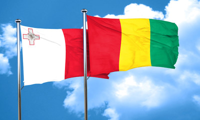 Malta flag with Guinea flag, 3D rendering