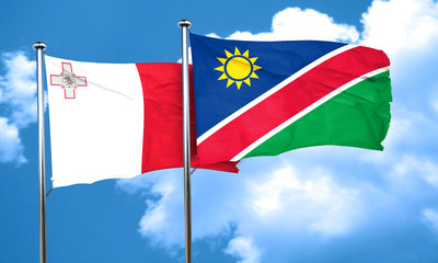 Fototapeta na wymiar Malta flag with Namibia flag, 3D rendering