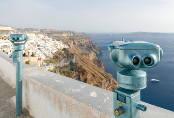 Fira. Aerial view of the city.