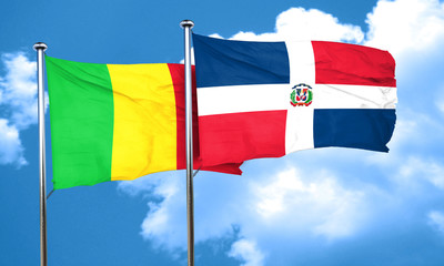 Mali flag with Dominican Republic flag, 3D rendering