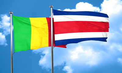 Mali flag with Costa Rica flag, 3D rendering