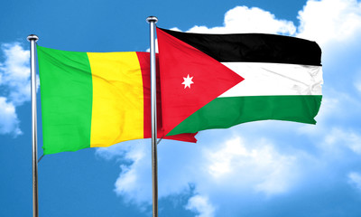 Mali flag with Jordan flag, 3D rendering