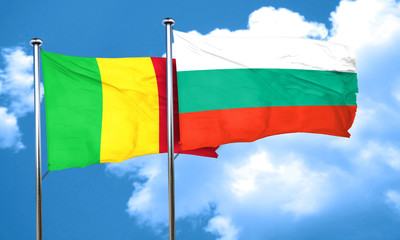 Mali flag with Bulgaria flag, 3D rendering