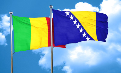 Mali flag with Bosnia and Herzegovina flag, 3D rendering