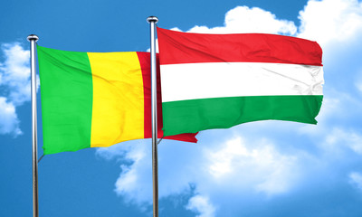 Mali flag with Hungary flag, 3D rendering